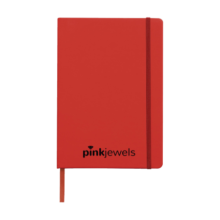 A red coloured A4 pocket notebook available at Helloprint with custom printing options for a cheap price