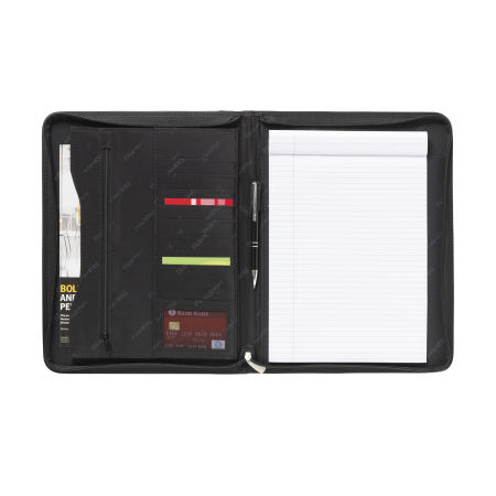 Premium document folder to store notepads, business cards, and pens. At Helloprint, personalise it with your company logo.