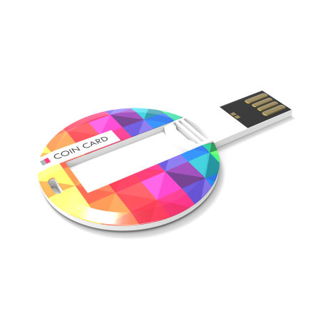 A high quality coin card USB available to be printed with a custom logo or image for a cheap price at Helloprint.