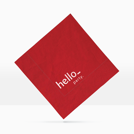 A red coloured printed napkin available at Helloprint with custom printing options for a cheap price
