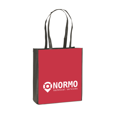 A red coloured shopping bag available at Helloprint with customised printing options for a cheap price