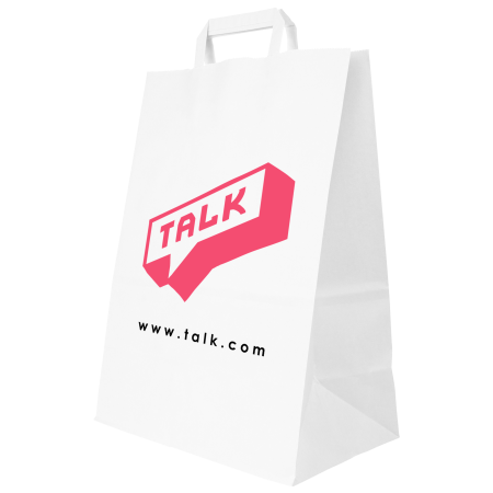 A white paper bag available at Helloprint with personalised full colour printing solutions for a cheap price