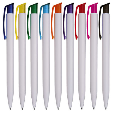 Pens with printed logo are important promotional products. Available in various colors and styles at {{shop_ name}}
