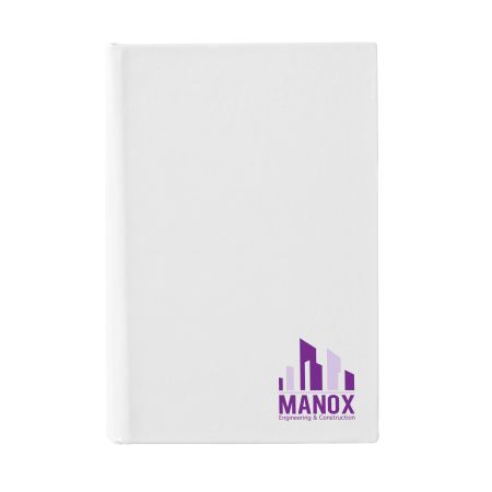 A white coloured mini Memo Notebook available with a custom logo or image printed on the exterior at Helloprint