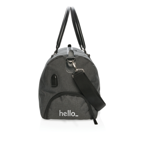 Personalised Weekend Bag with USB Output, Side Logo Example from Helloprint