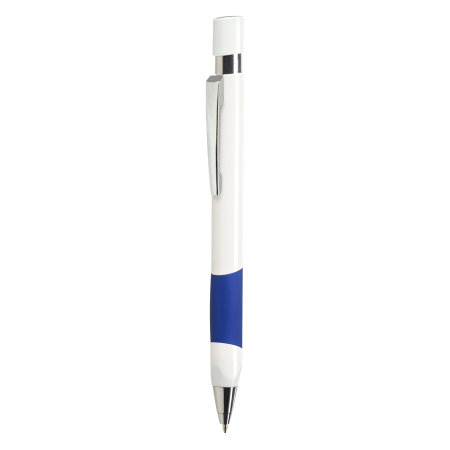 A blue coloured basic pen available to be printed with a custom logo or image on the side at Helloprint