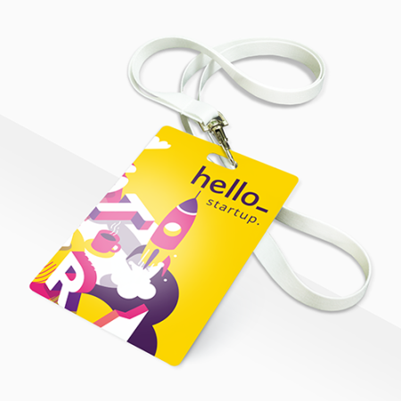 PVC card with rectangular hole. Work card. Produced by Helloprint