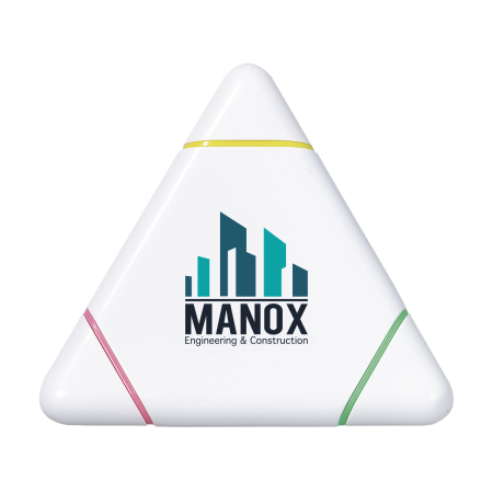 A triangular highlight market pen with 3 colours available with customised printing options for a cheap price at Helloprint