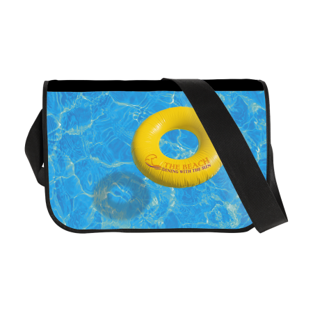 Rectangular cross body travel bag with one strap. The bag is personalised on Helloprint with a unique logo and design.