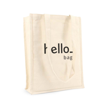A beige coloured premium Canvas bag available with personalised cheap printing solutions at Helloprint