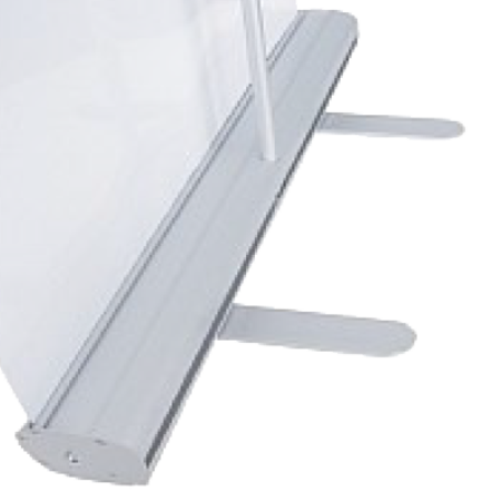 Backside of a roller banner, showing the banner attachment. 