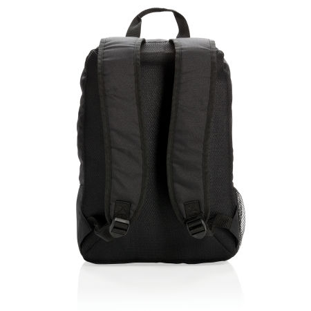 Personalised Business Backpack in black with comfortable shoulder straps, available at Helloprint. 