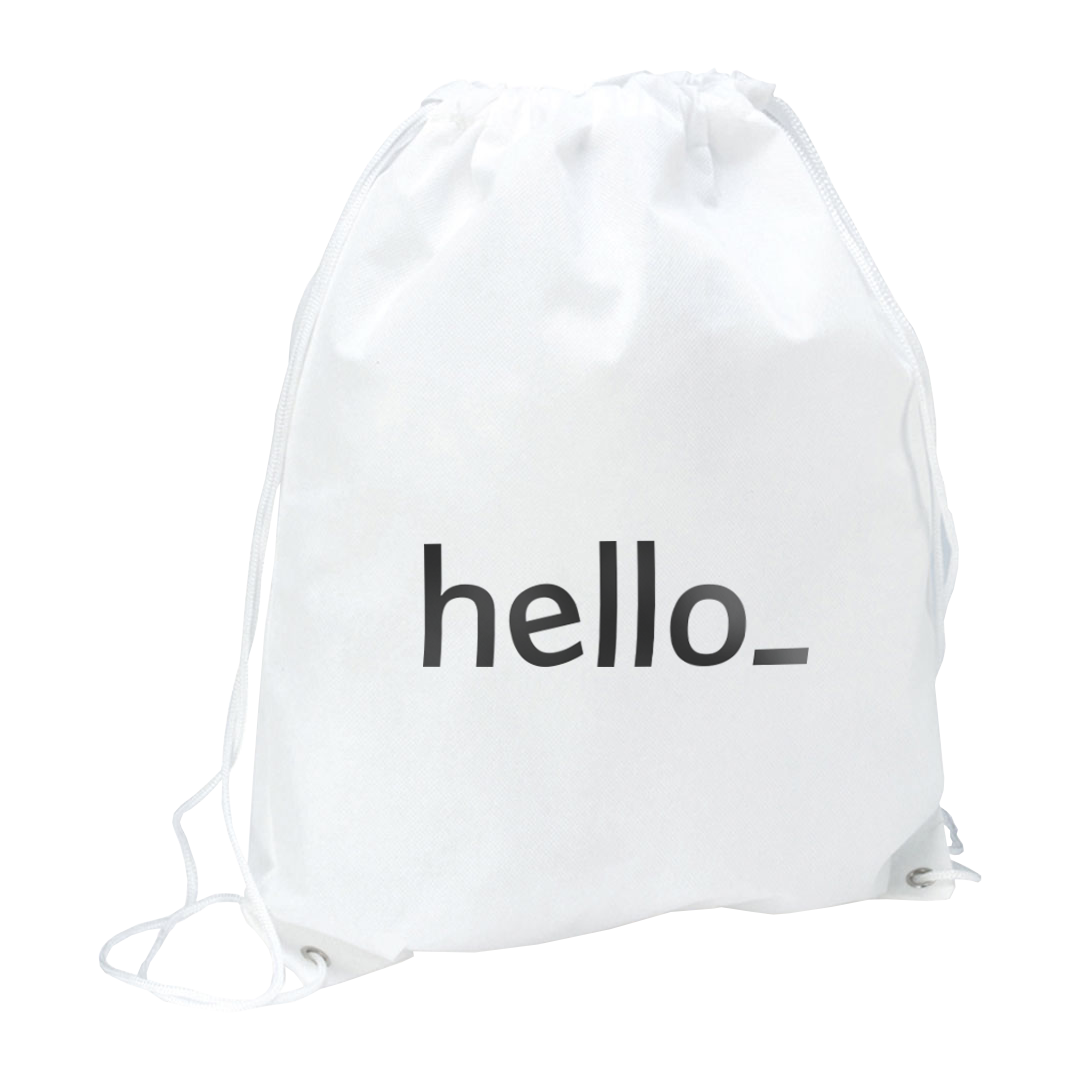 A pink non woven drawstring bag available at Helloprint with customised printing solutions for a cheap price