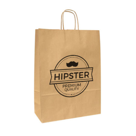 A brown coloured Kraft paper bag available with customised printing solutions for a cheap price at Helloprint