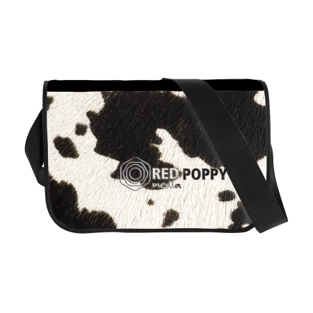 A black and white postman bag available with full colour custom printing options for a cheap price at Helloprint