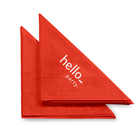 Folded red coloured printed napkins available with custom printing options for a cheap price at Helloprint